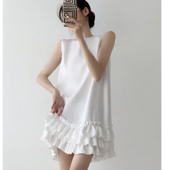 Ảnh của Đầm dáng suông phồi bèo cao cấp, đầm tiểu thư nữ tính sát nách_m11