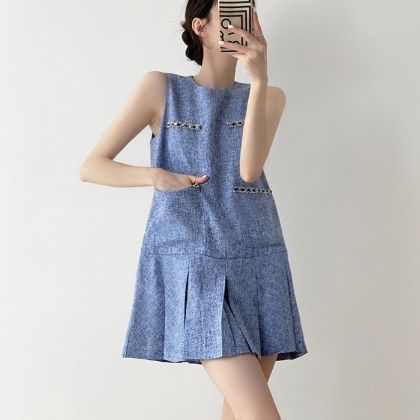Ảnh của Đầm nữ dáng suông không cổ, đầm nữ công sở dáng ngắn, đầm KABICO tiểu thư phong cách _M3