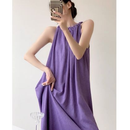 Ảnh của Đầm xuông sắt nacshphong cách Hàn Quốc, đầm maxi hai dây đi biển dành cho mua hè_m7