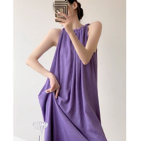 Picture of Đầm xuông sắt nacshphong cách Hàn Quốc, đầm maxi hai dây đi biển dành cho mua hè_m7