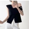 Ảnh của Áo lêch vai 2 lớp, áo không cổ màu đen thiết kế kiểu dáng tiểu thư_m8