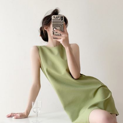 Ảnh của Đầm nữ dáng suông thiết kế cao cấp, đầm công sở trẻ chung không tay thanh lịch_m19