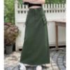 Picture of Chân váy jean nữ dáng dài cap cao dáng dài phong cách, chân váy KABICO túi hộp xẻ trước_A40